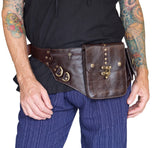 'Satchel Swing Latch' Medieval Leather Utility Belt, Boho  - Brown - zootzu