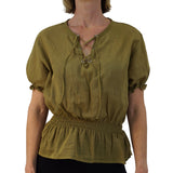 'Dawn' Blouse - Light Fern Green/Mustard