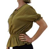 'Dawn' Blouse - Light Fern Green/Mustard