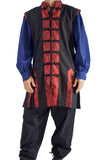 Long Pirate Vest, Silk Trim - Red - zootzu