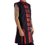 Long Pirate Vest, Silk Trim - Red - zootzu