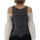 'Long Petal Vest' Viking Steampunk Medieval Bodice - Stone Gray