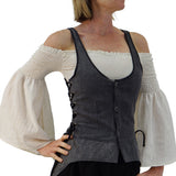 'Long Petal Vest' Viking Steampunk Medieval Bodice - Stone Gray