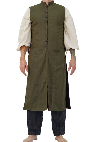 'Medieval Duster' Renaissance Festival Costume Doublet Jerkin - Green/Brown