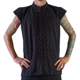 'Naval' Pirate Vest - Plain Cotton - Black - zootzu