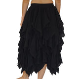 'Fay' Ragged Cut Multi Layered Boho Long Fairy Skirt - Black