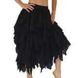 'Fay' Ragged Cut Multi Layered Boho Long Fairy Skirt - Black