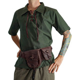 'Merchant' Renaissance Shirt, Short Sleeves - Green - zootzu