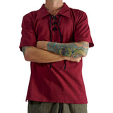 'Merchant' Renaissance Shirt, Short Sleeves - Red/Maroon - zootzu