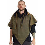 'Hooded Cowl'  Medieval Half Cloak - Stone Green/Black - zootzu