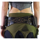 'Double Leaf Diamond' Leather Utility Belt - Black - zootzu