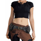 Grande' Boho  Leather Utility Belt - Black - zootzu