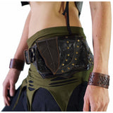 'Double Leaf Diamond' Leather Utility Belt - Black - zootzu