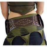 'Double Leaf Diamond' Leather Utility Belt- Brown - zootzu