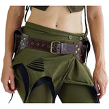 'Double Leaf Diamond' Leather Utility Belt- Brown - zootzu