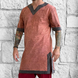 'Viking Shirt Short Sleeves' Tunic - Stone Rust Brown