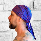 'Pirate Bandana' Medieval Hat, Silk - Purple/Red Sheen