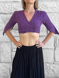 ‘Wrap Around Crop Top' - Patterned Purple