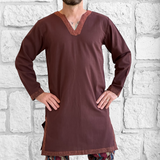 'Viking Shirt' Long Sleeves Medieval - Dark Brown