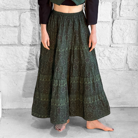 'Nomad' Long Skirt - Green