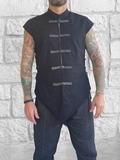 'Doublet' Vest, Frog Clasps  - Black/Grey