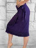 'Wrap Around Skirt' Short Embroidered - Purple