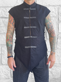 'Doublet' Vest, Frog Clasps  - Black/Grey