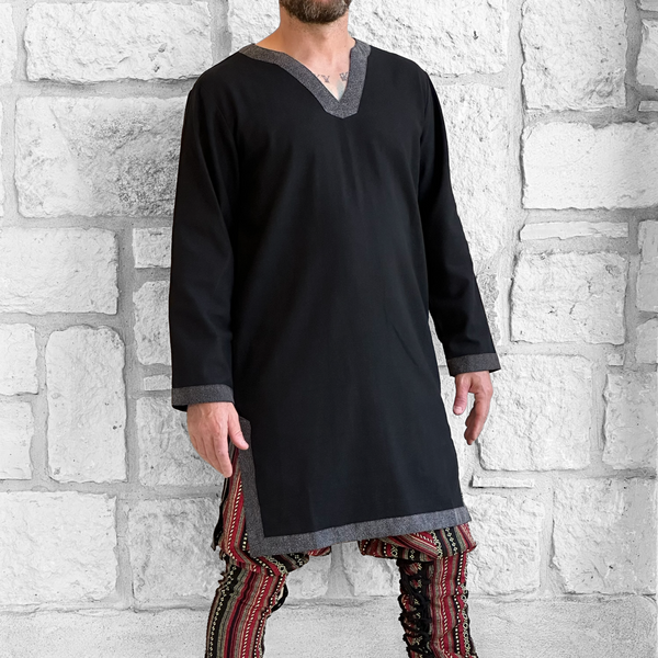 'Viking Shirt' Long Sleeves Medieval - Black