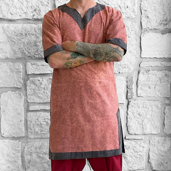 'Viking Shirt Short Sleeves' Tunic - Stone Rust Brown