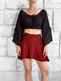 'Short Pixie Fairy Skirt' Embroidered Rayon - Red