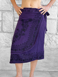 'Wrap Around Skirt' Short Embroidered - Purple