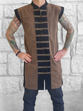 'Long Pirate Vest' - Stone Brown/Metal Buttons