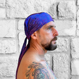 'Pirate Bandana' Medieval Hat, Silk - Purple/Red Sheen