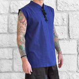 'Rogue' Medieval Sleeveless Shirt - Dark Blue