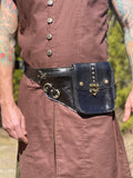 'Satchel Swing Latch' Medieval Leather Utility Belt, Boho  - Black