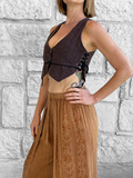 ‘Petal Vest' Pirate, Boho Vest - Raw Cotton Brown