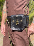 'Satchel Swing Latch' Medieval Leather Utility Belt, Boho  - Black