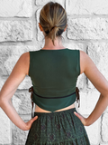 'Petal Vest' Boho Festival Bodice - Dark Green