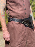 'Satchel Swing Latch' Medieval Leather Utility Belt, Boho  - Black