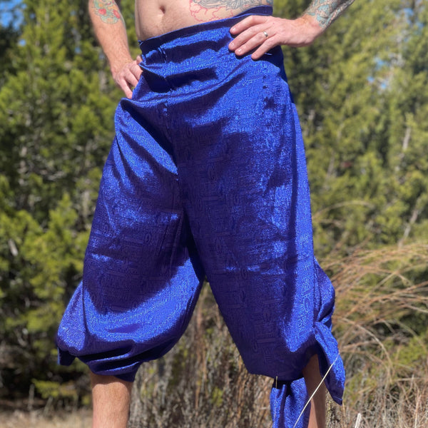 'Wrap Pants' Silk Blue