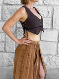 ‘Petal Vest' Pirate, Boho Vest - Raw Cotton Brown