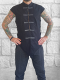 'Doublet' Vest, Frog Clasps  - Black/Grey