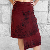 'Wrap Around Skirt' Short Embroidered - Red