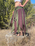 'Petal' Long Renaissance/Pirate Skirt - Green/Brown