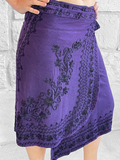 'Wrap Around Skirt' Short Embroidered - Purple