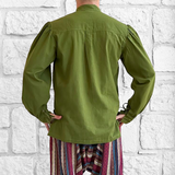 'Merchant High Collar' Renaissance Shirt - Fern Green