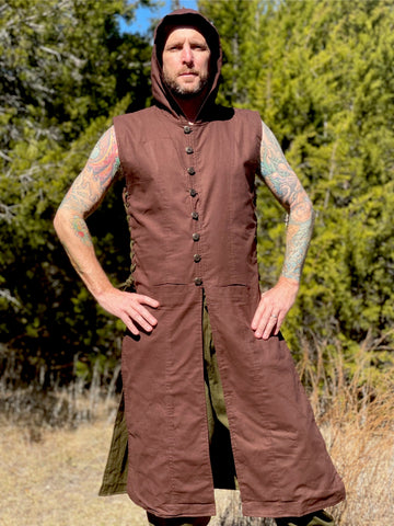 'Medieval Duster' Renaissance Festival Costume Long  - Brown/Green