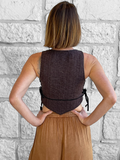 ‘Petal Vest' Pirate, Boho Vest - Raw Cotton Brown