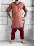 'Viking Shirt Short Sleeves' Tunic - Stone Rust Brown