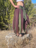 'Petal' Long Renaissance/Pirate Skirt - Green/Brown